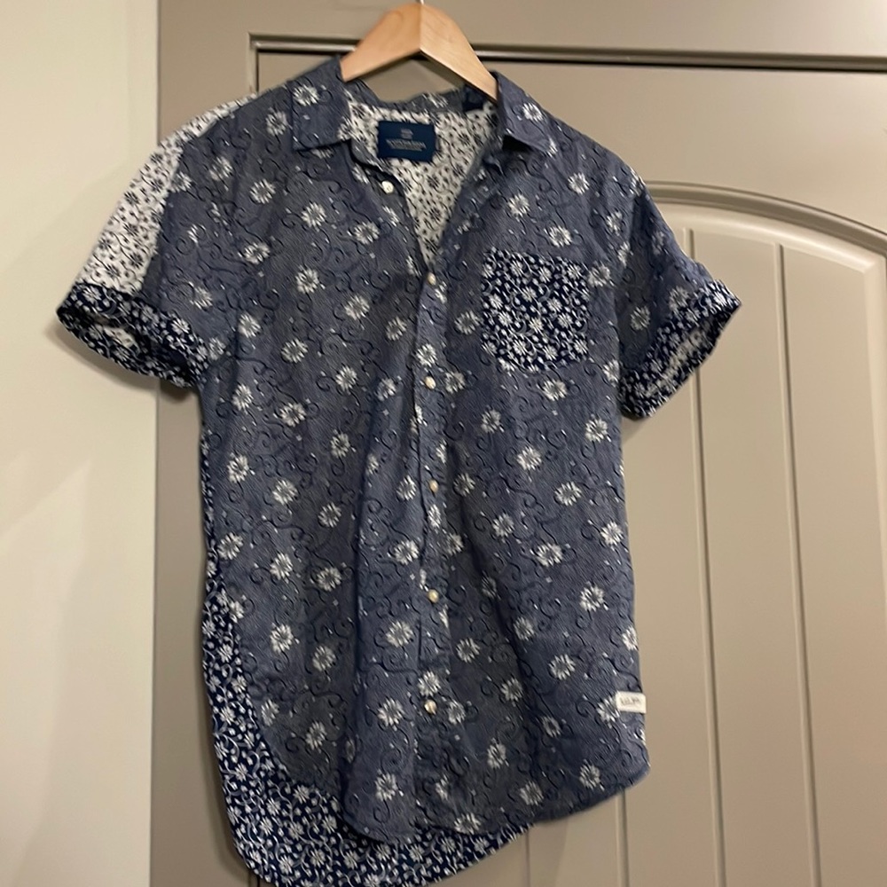 Scotch & Soda Blue Short Sleeved Casual Button Down Shirt